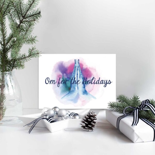 Om for the Holidays watercolor holiday card by Hand-Painted Yoga