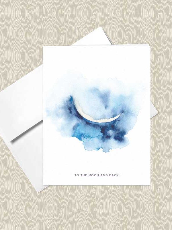 Crescent Moon Watercolor Greeting Cards by Hand-Painted Yoga