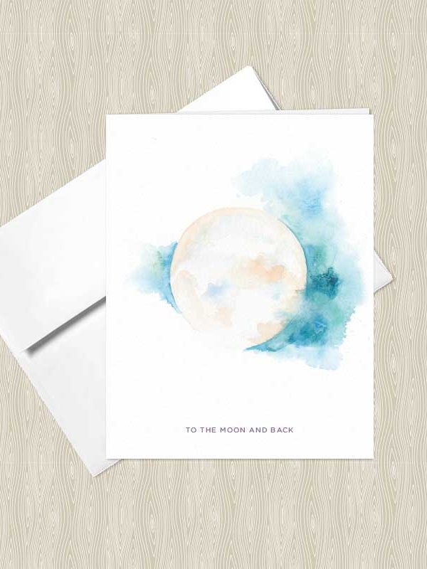 Sacred Moon Watercolor Greeting Cards by Hand-Painted Yoga